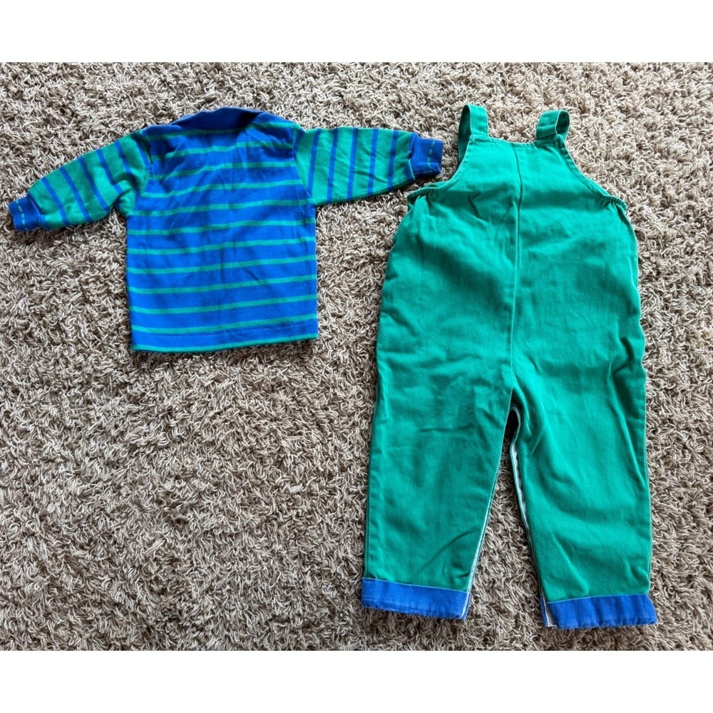 2 Vintage Baby Boy Train Romper Outfit & Health-Tex Overalls 12-18 Months - Picture 10 of 11
